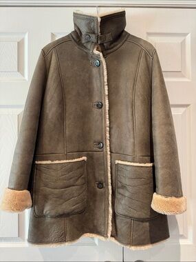 Christ Olive Shearling Leather Jacket